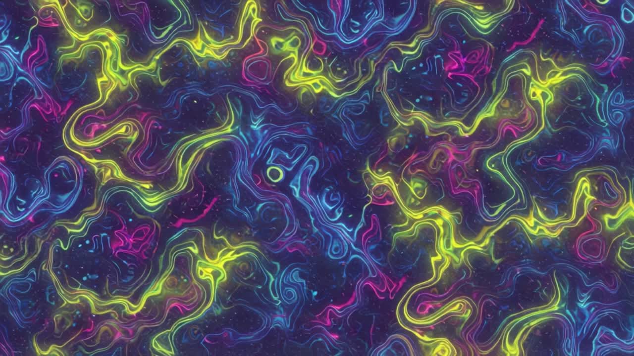 Vibrant Abstract Patterns of Fluid Motion and Color: A Dynamic Exploration of Swirling Shapes in a Cosmic Palette