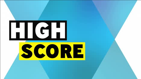 high score text animation over blue geometric background