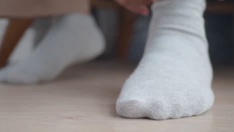 closeup of a pair of grey socks