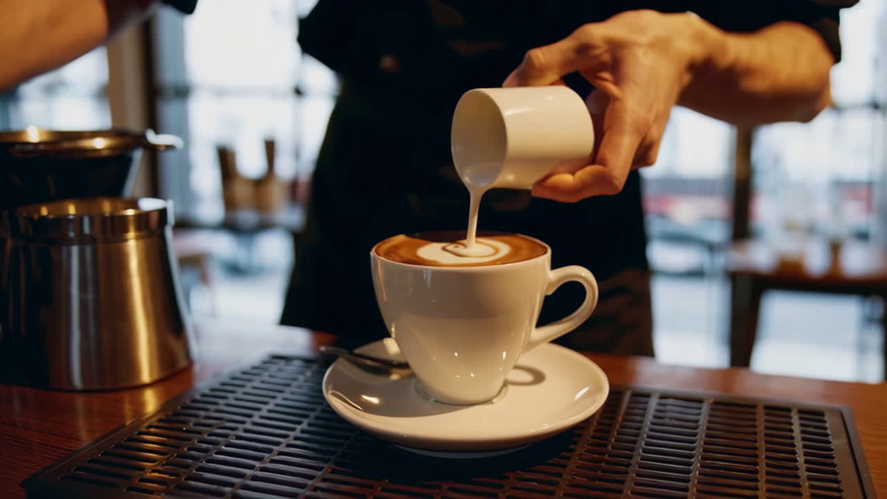 barista preparando el arte del latte