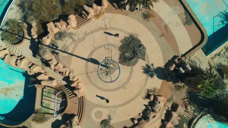 Drone-shot-of-an-abandoned-water-park