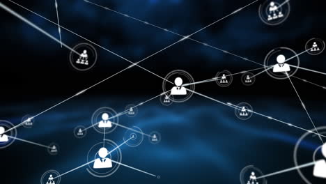 animation of network of connections with icons