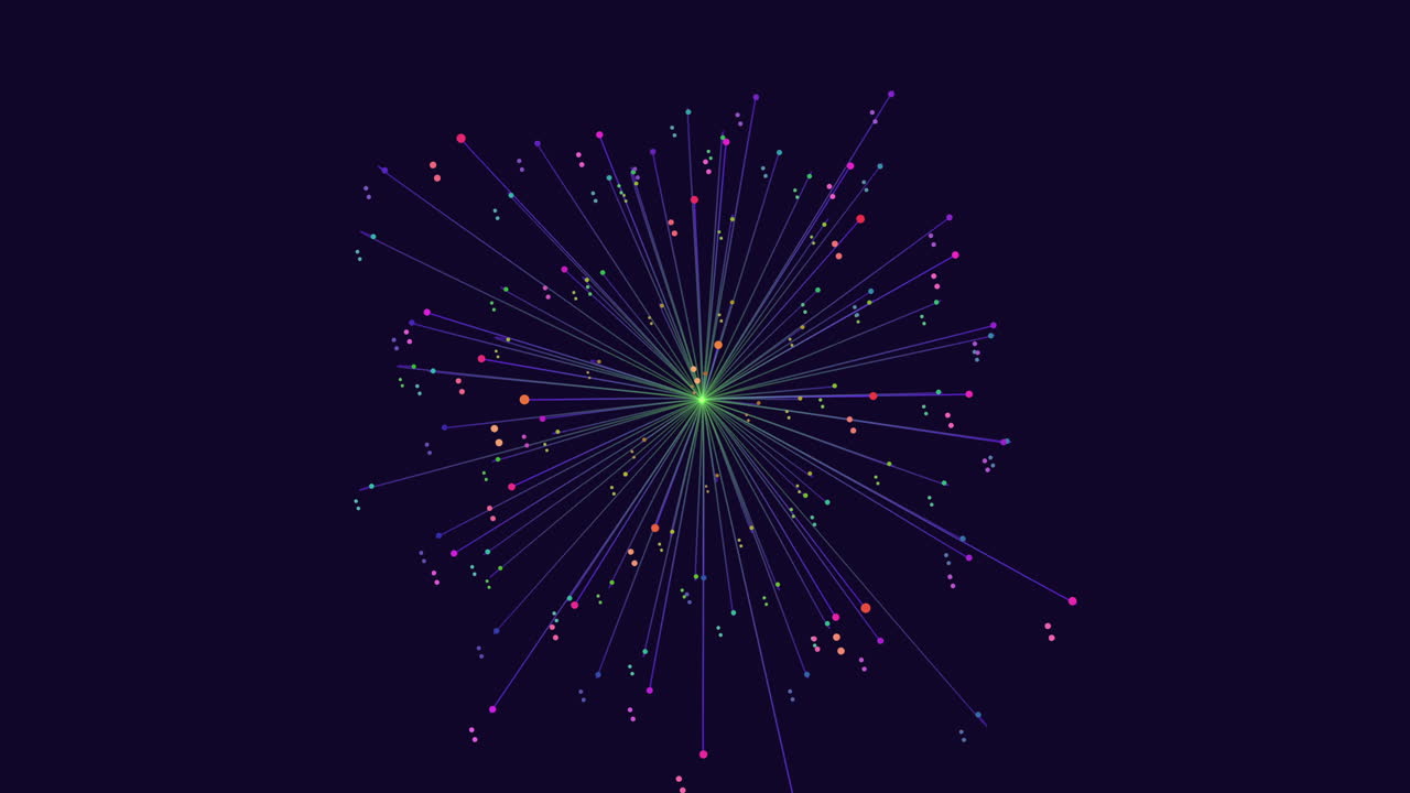 검정색 그라데이션에 네온 무지개 점이 있는 미래형 구