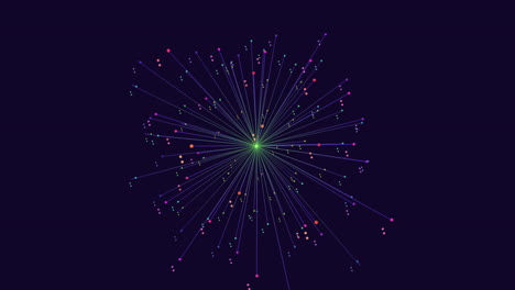 futuristic sphere with neon rainbow dots on black gradient