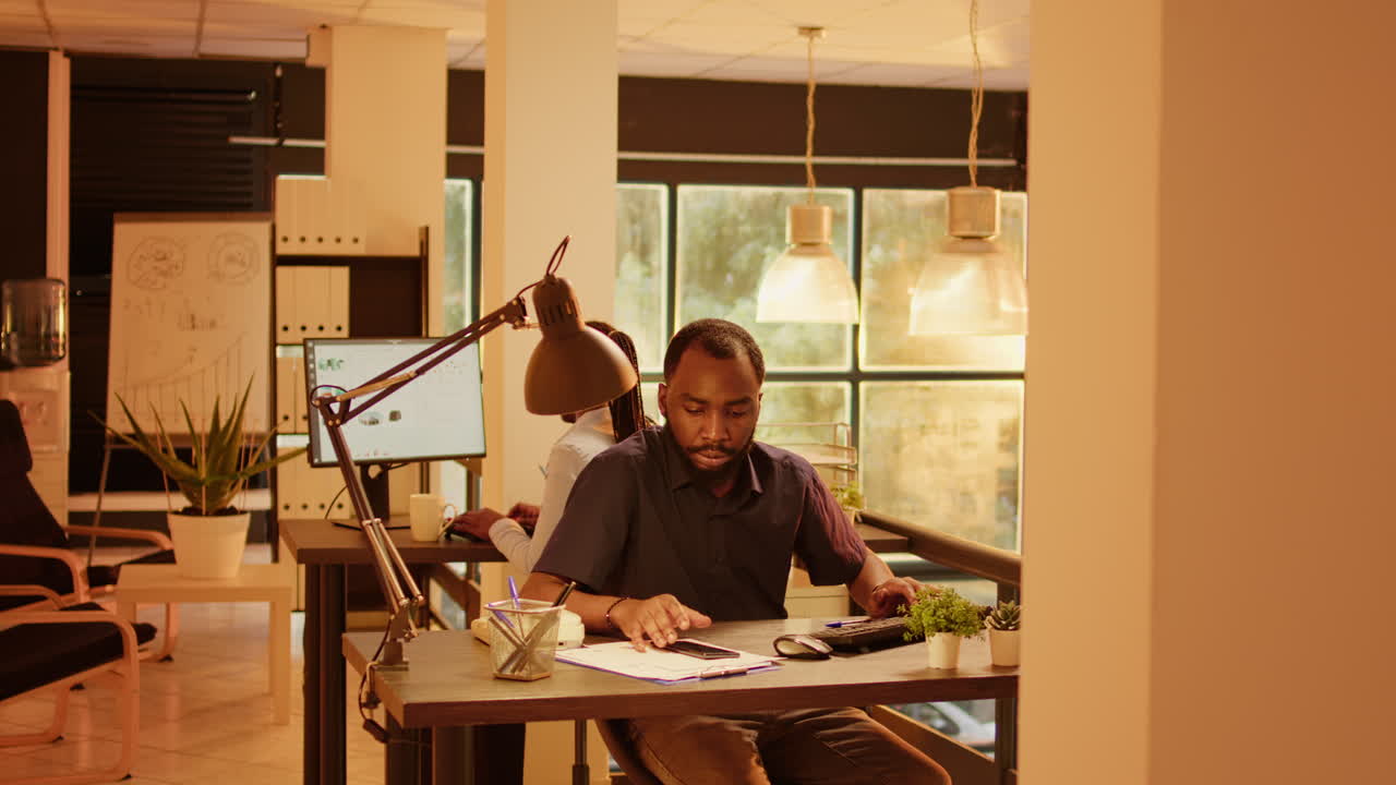 People working in a business office