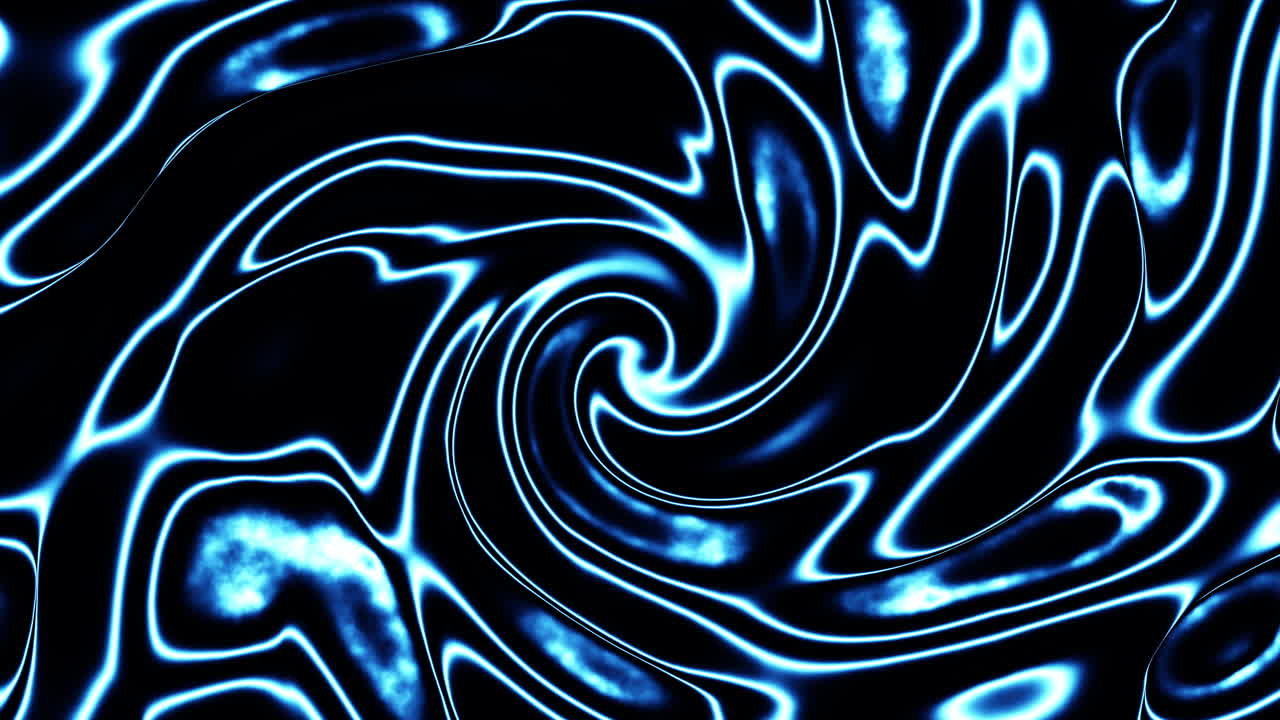 Et slående blåt, spiralformet mønster bestående af cirkelformede figurer, der er placeret mod en sort baggrund, er fremvist i dette fængslende billede.
