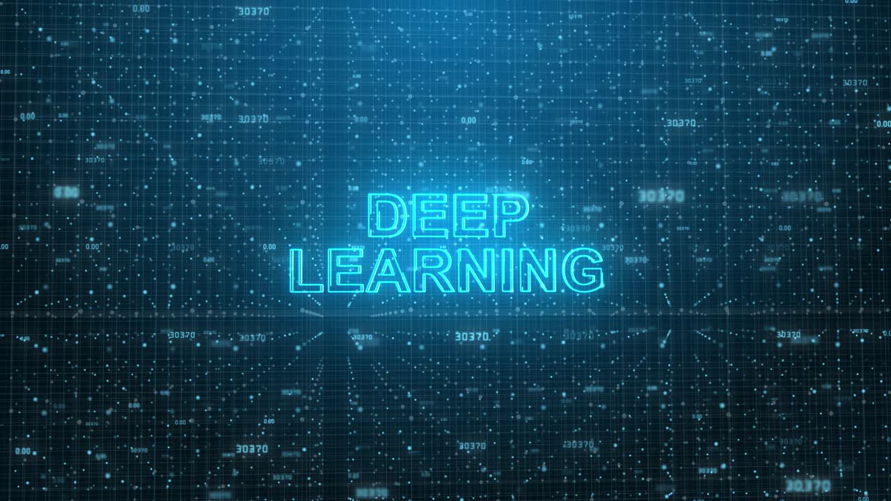 Deep Learning Concept: Blue Futuristic Technology Network on Digital Cyberspace Background
