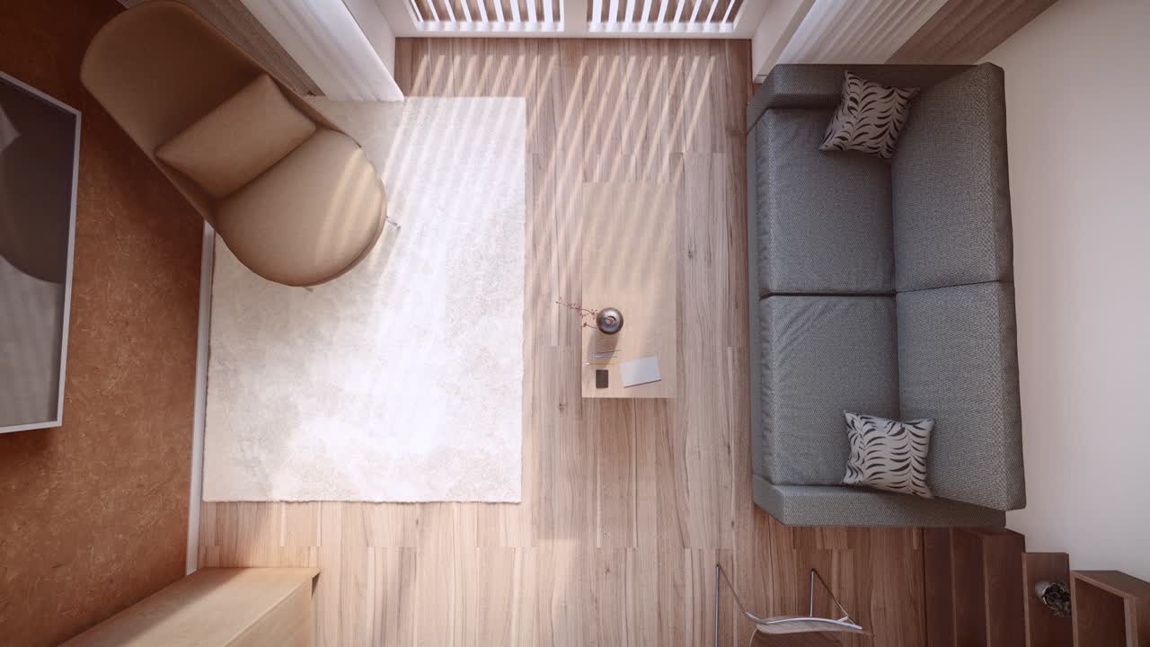 3d rendering animation of living room interior