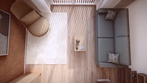 3d rendering animation of living room interior