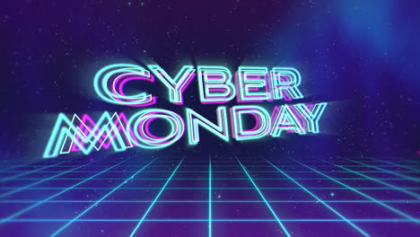 Cyber-Monday-with-neon-grid-and-lines-in-dark-space