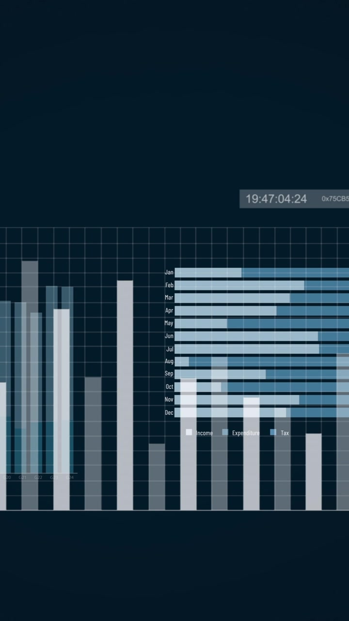 Animation of diverse graphs on black background