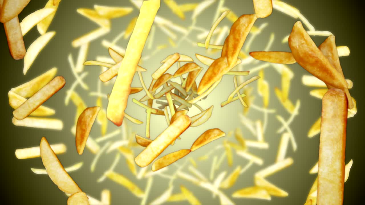 낙하 김과 감자 채소 배경, 알파 채널, 루프