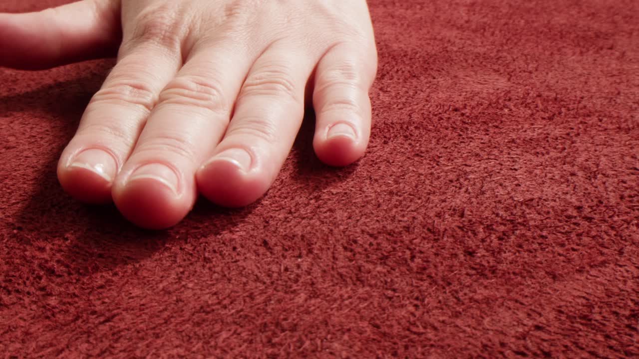 Main sur textile rouge
