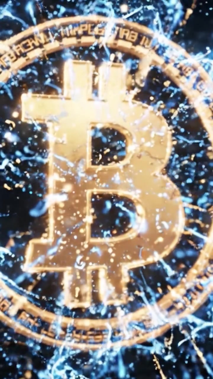 Símbolo do Bitcoin Iluminado Brilhando no Espaço Digital: Uma Representação Deslumbrante do Valor da Criptomoeda e do Avanço Tecnológico