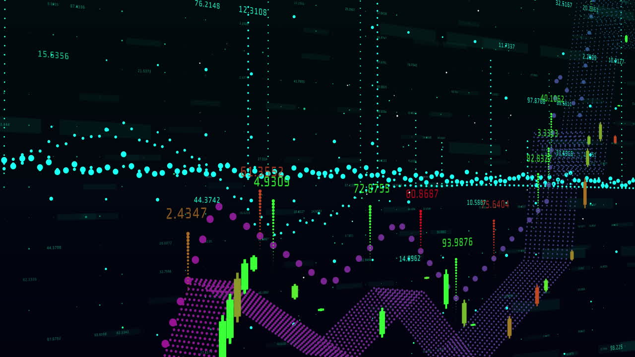 animación del procesamiento de datos financieros sobre un fondo negro