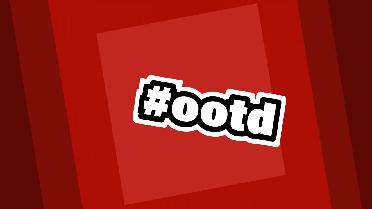 composición de texto ootd con hashtag repetido en fondo rojo