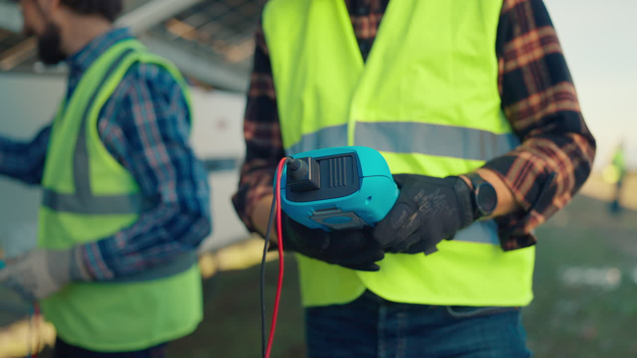 Electricians Testing Solar Panels