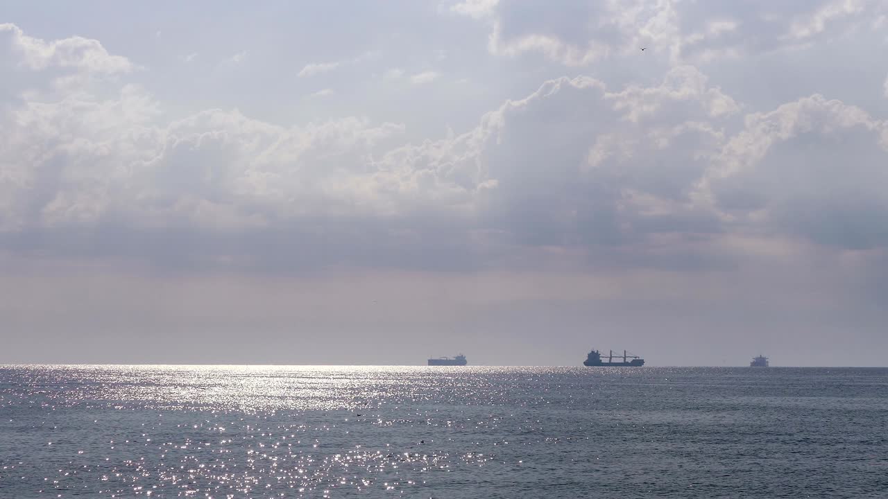 선박 바다 지평선 4k