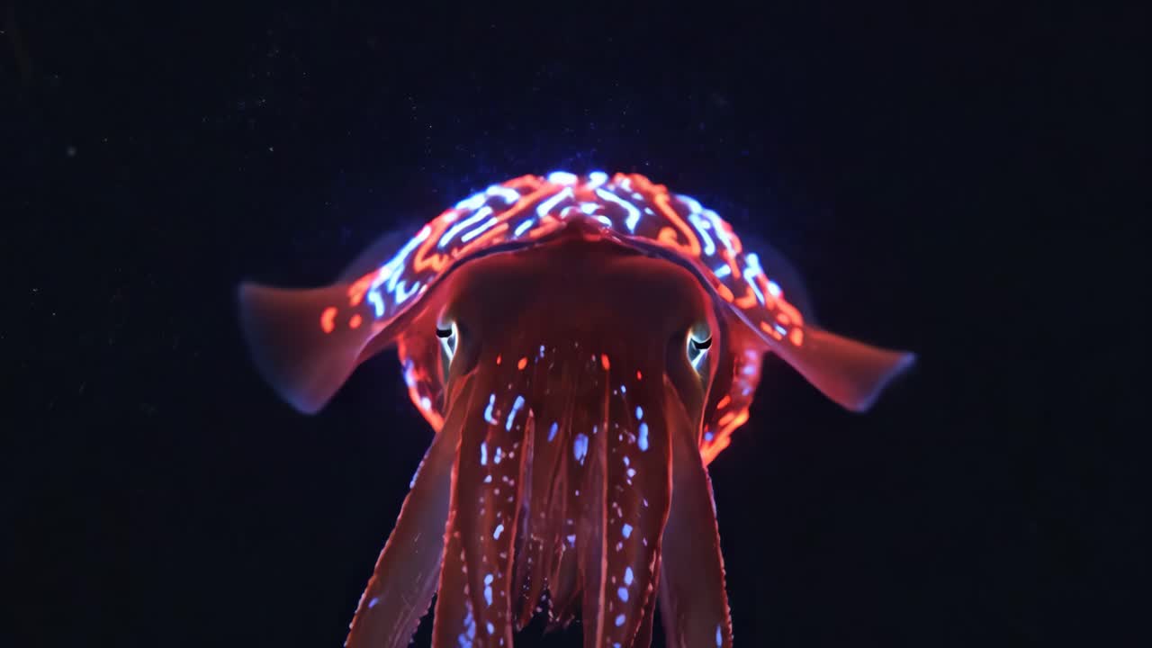 Glowing Cuttlefish Underwater