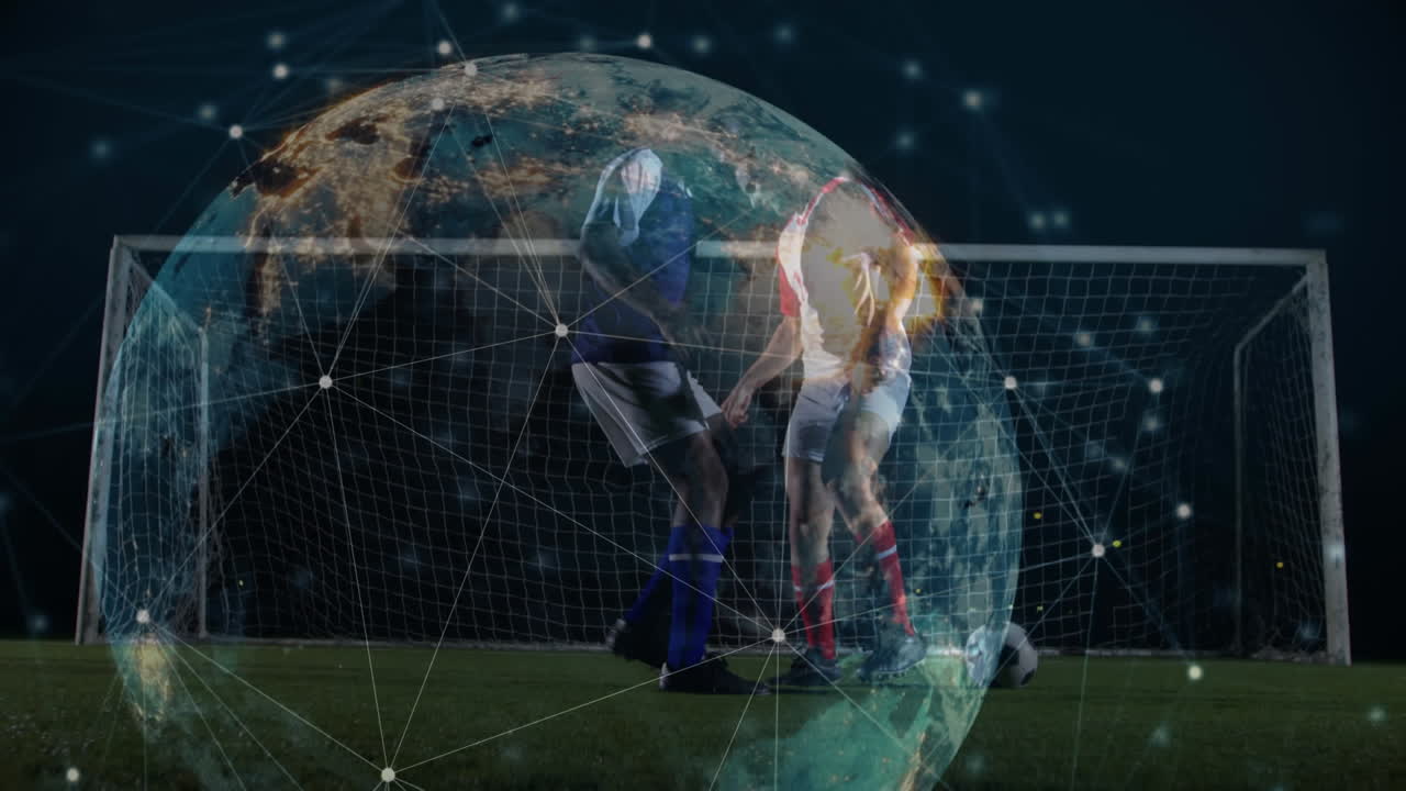 animación de redes de conexiones sobre jugadores de fútbol