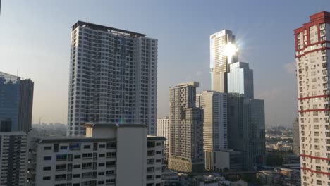 camera moves up to bangkok skyscraper