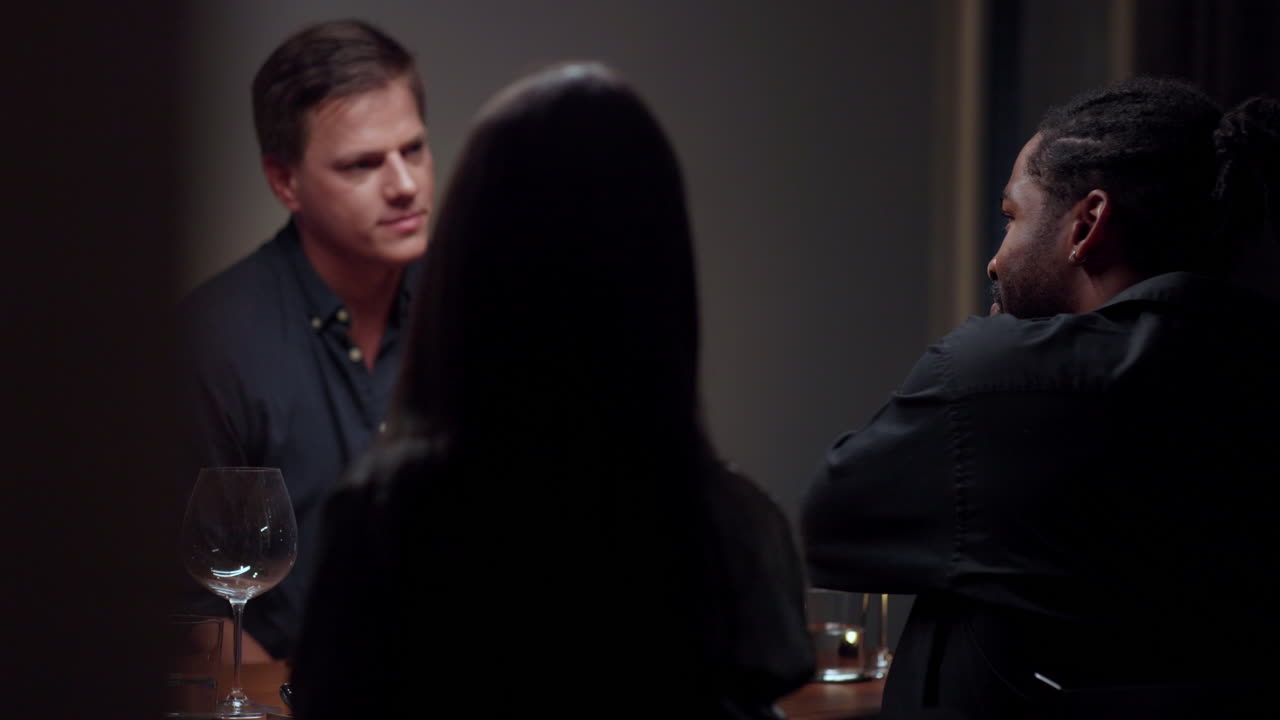 People having dinner conversation