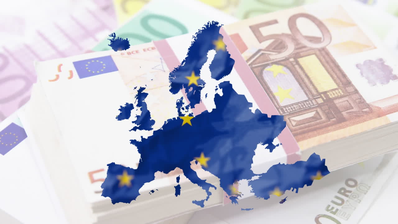 유로 지폐에 대한 유로  ⁇ 발로 만들어진 eu 지도