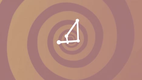 animación digital de la línea que conecta a los puntos contra espirales giratorias en fondo púrpura
