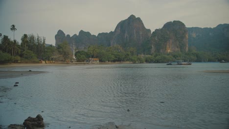 low tide on beach at railay in the evening