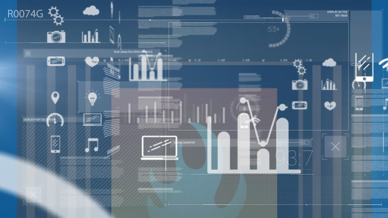 Animation of statistics, firewall and data processing
