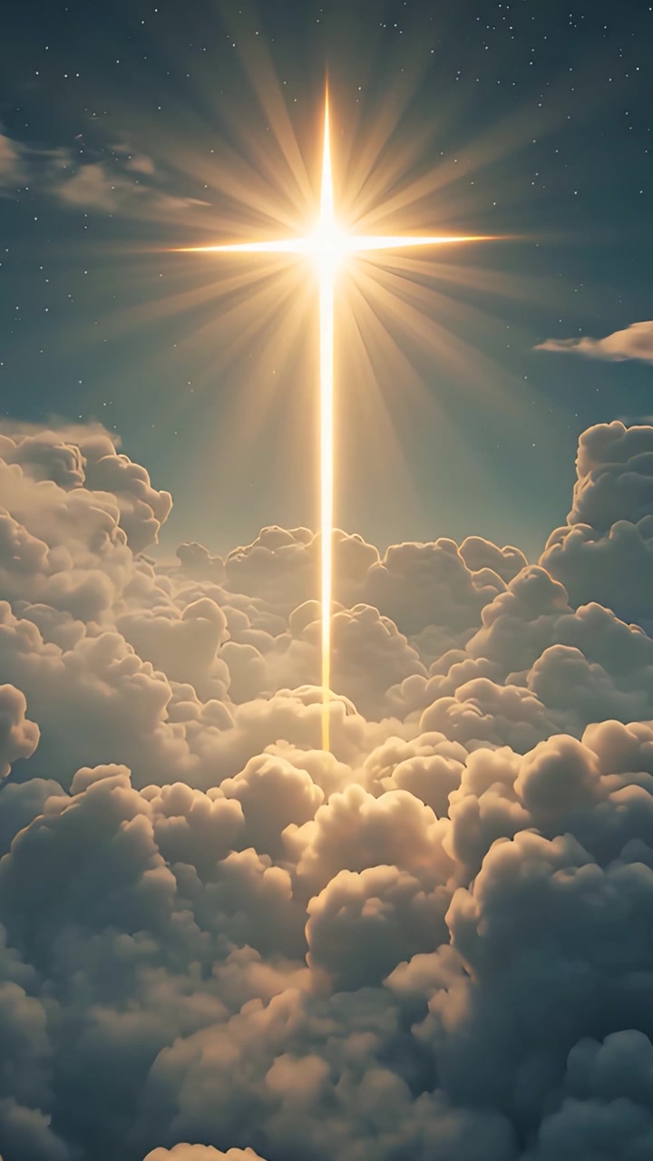 Sfondo per Adorazione 4K: Croce Cristiana e Luce Celeste