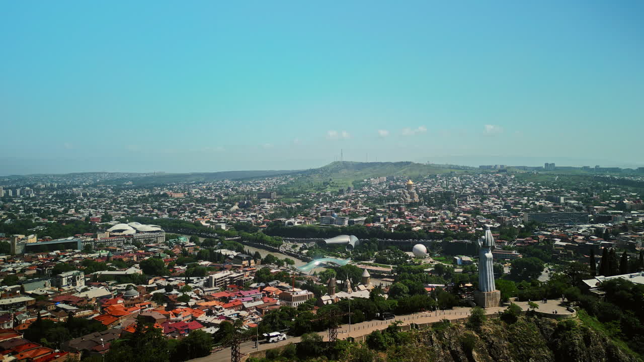 Panoramic view of Tbilisi, Georgia with the Kartlis Deda statue