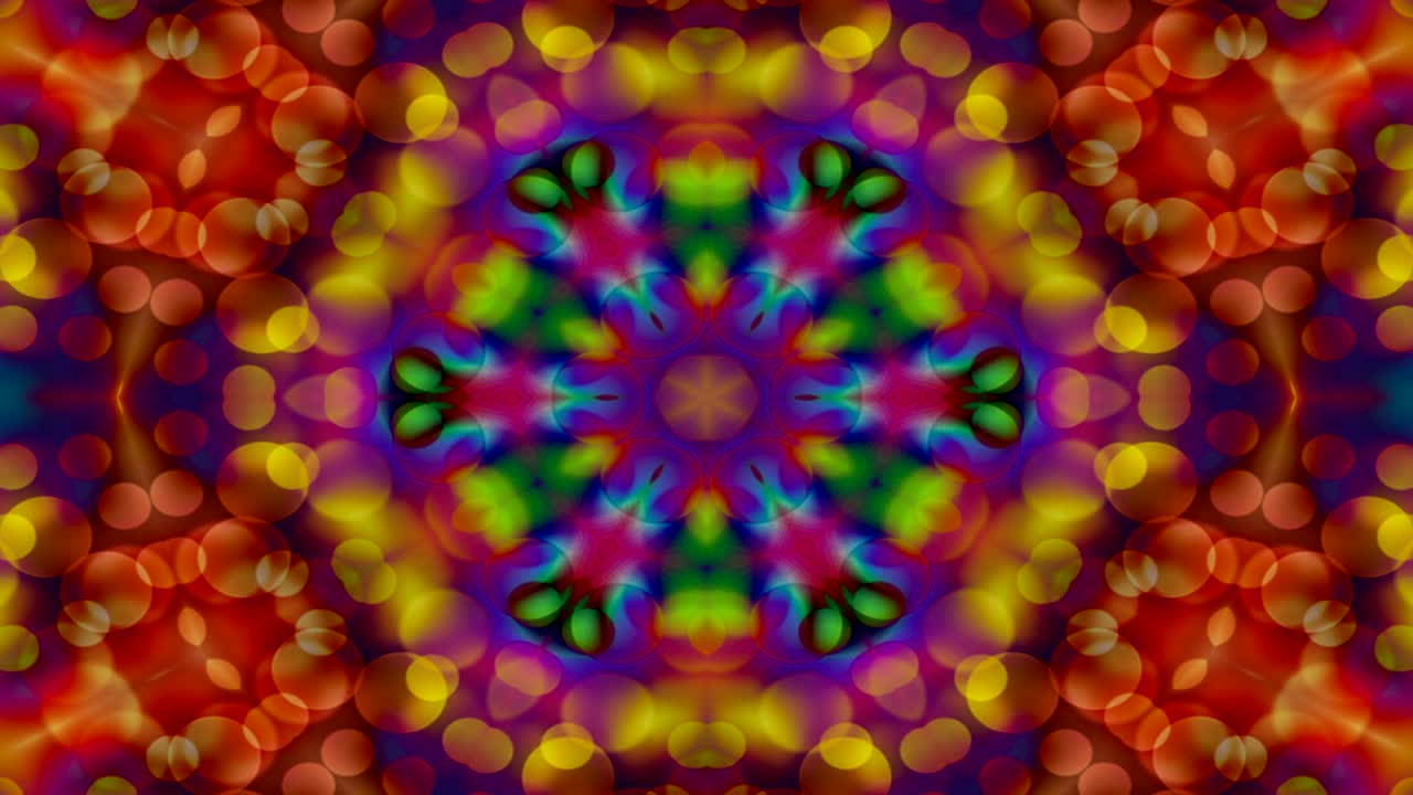 abstracto colorido brillante e hipnótico concepto patrón simétrico ornamental decorativo caleidoscopio movimiento círculo geométrico y formas de estrellas
