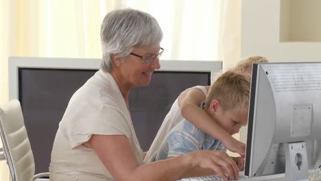 Grandmother-and-Children-having-fun