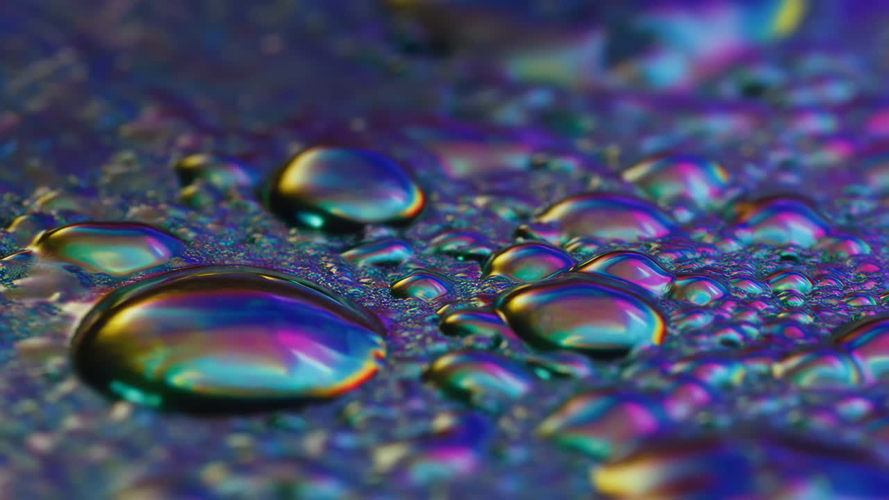Iridescent water drops