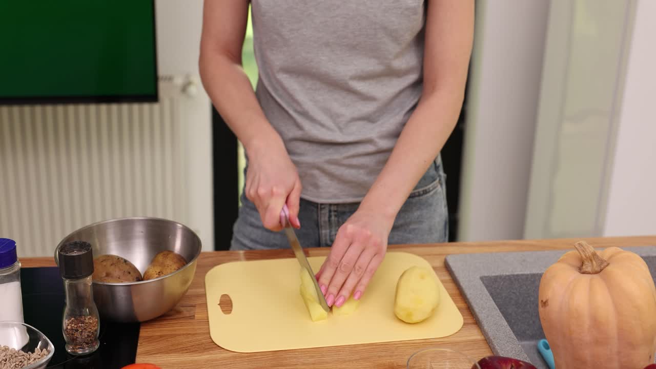 Preparing potatoes in the kitchen