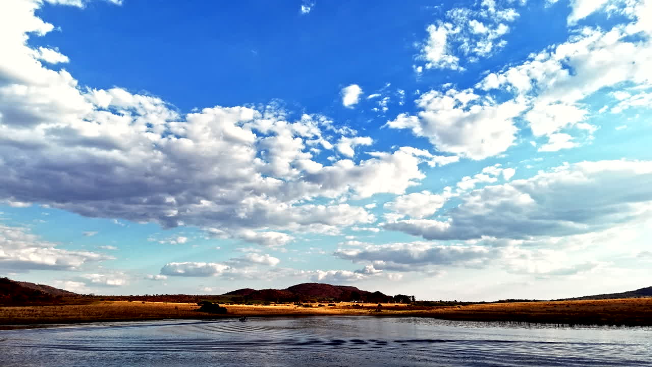Serene Lake Landscape Under a Blue Sky