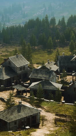 medieval village in a forest landscape