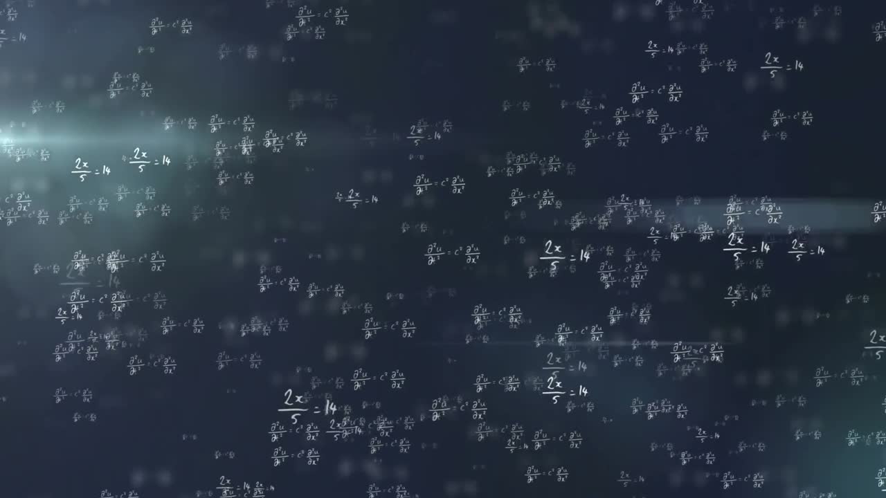 黒い背景に表示される数式のアニメーション