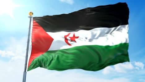 western sahara flag seamless looping 3d rendering video. beautiful textile cloth fabric loop waving