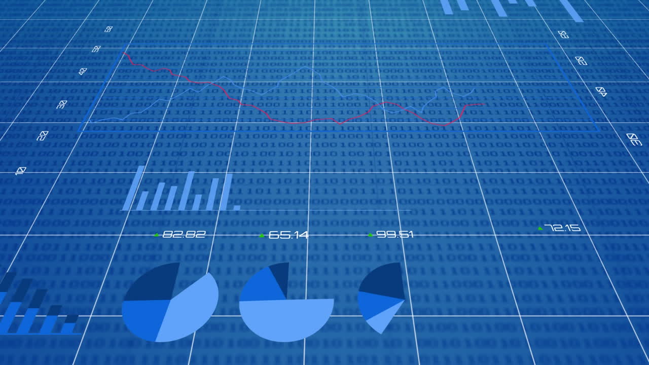Financial data processing against blue background