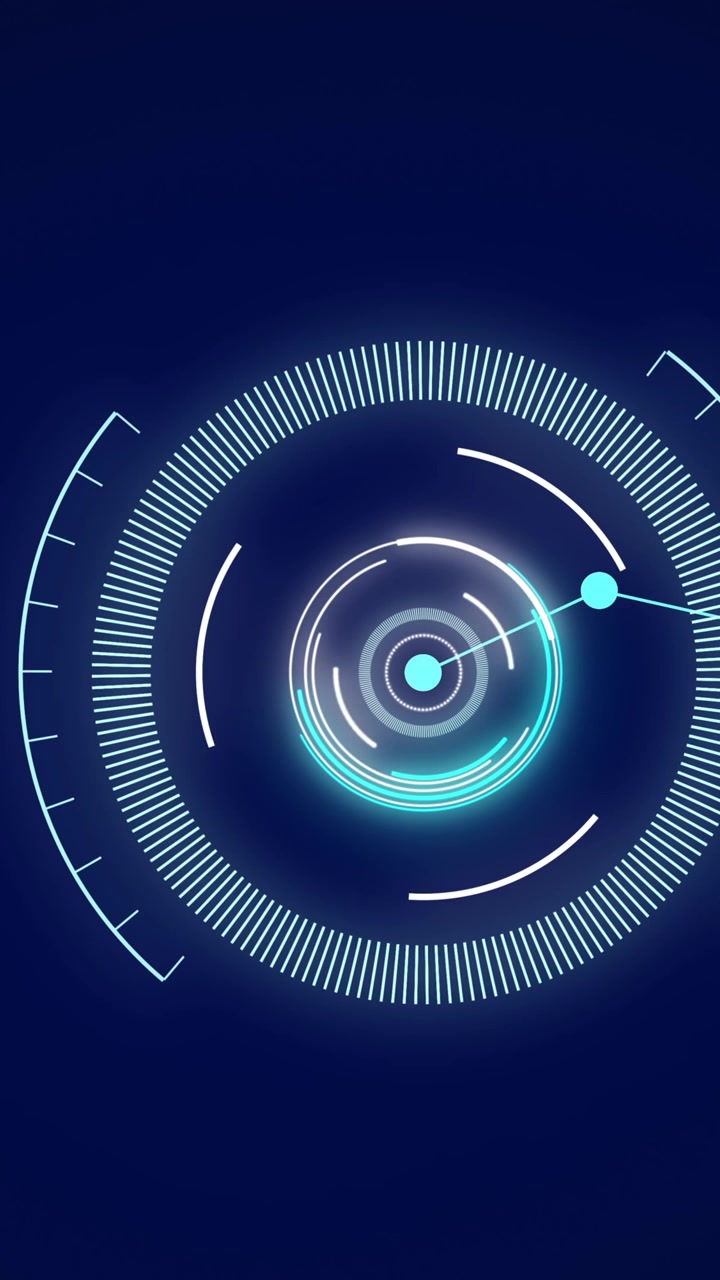 Animation of scopes scanning and network of connections on blue background