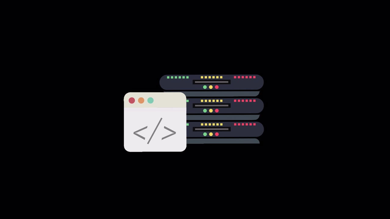 Animated Server Racks Stacking with a Code Icon