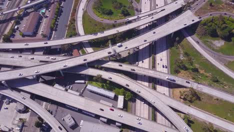 an excellent aerial over a vast freeway interchange near los angeles california 1