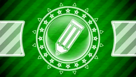 pencil icon in circle shape and green striped background. illustration.