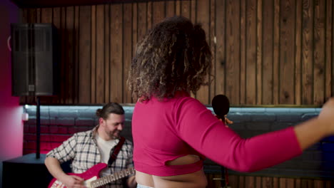 musical group in the studio