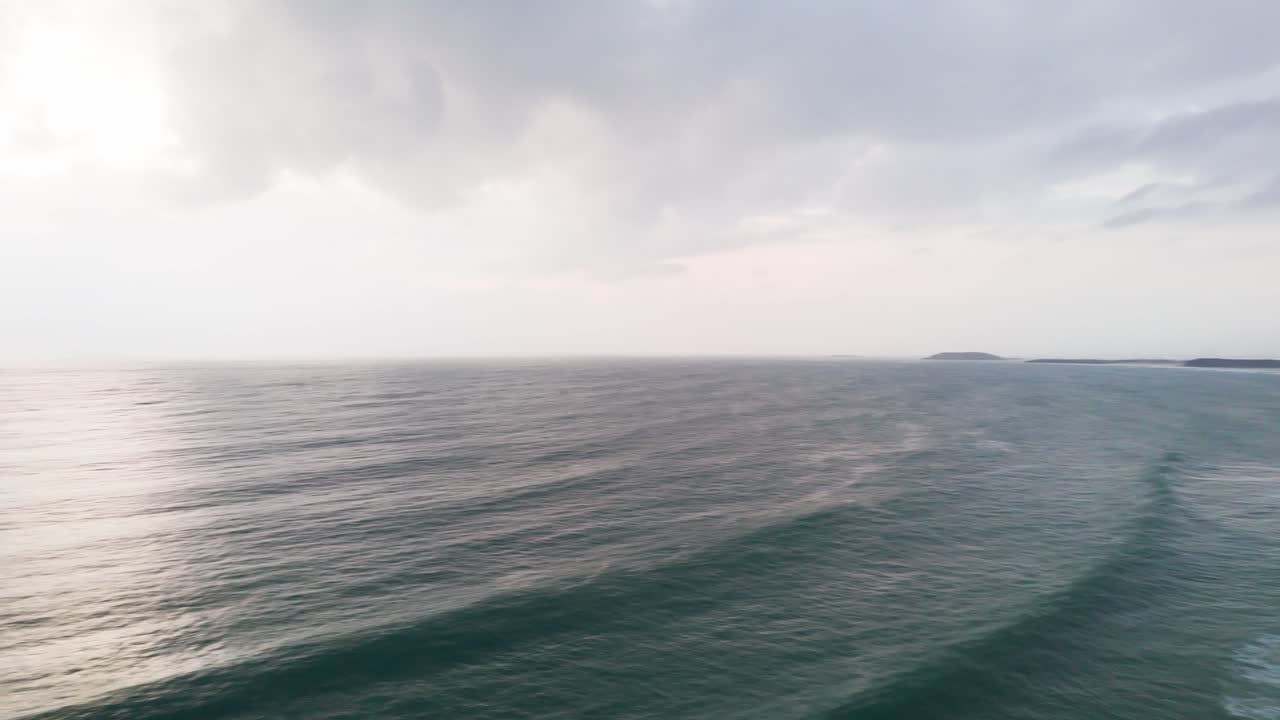Aerial View Pan of the Yen Beach and the Sea in the Morning.