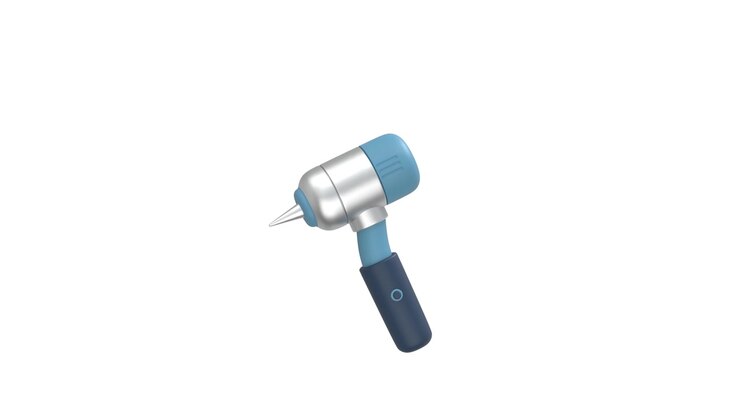 3D Render of a Blue and Silver Power Drill Rotating