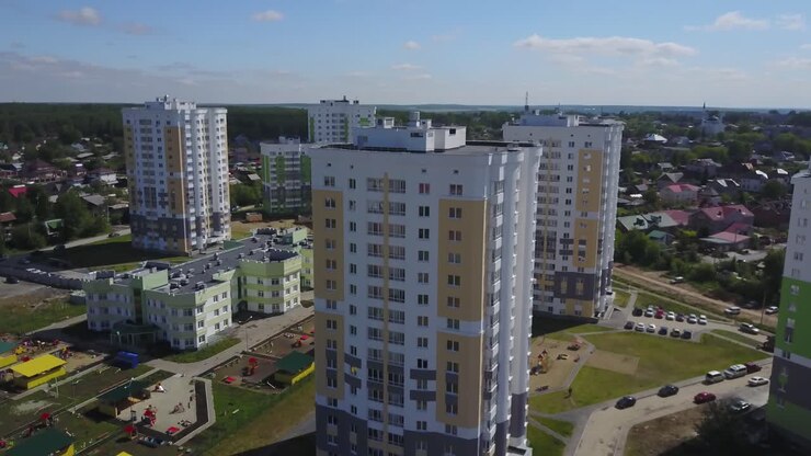 Vista Aérea de Complexo Residencial Moderno