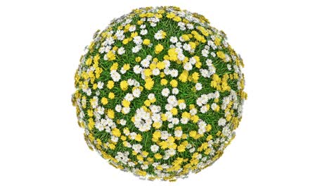 animated rotation of the sphere with green grass and flowers